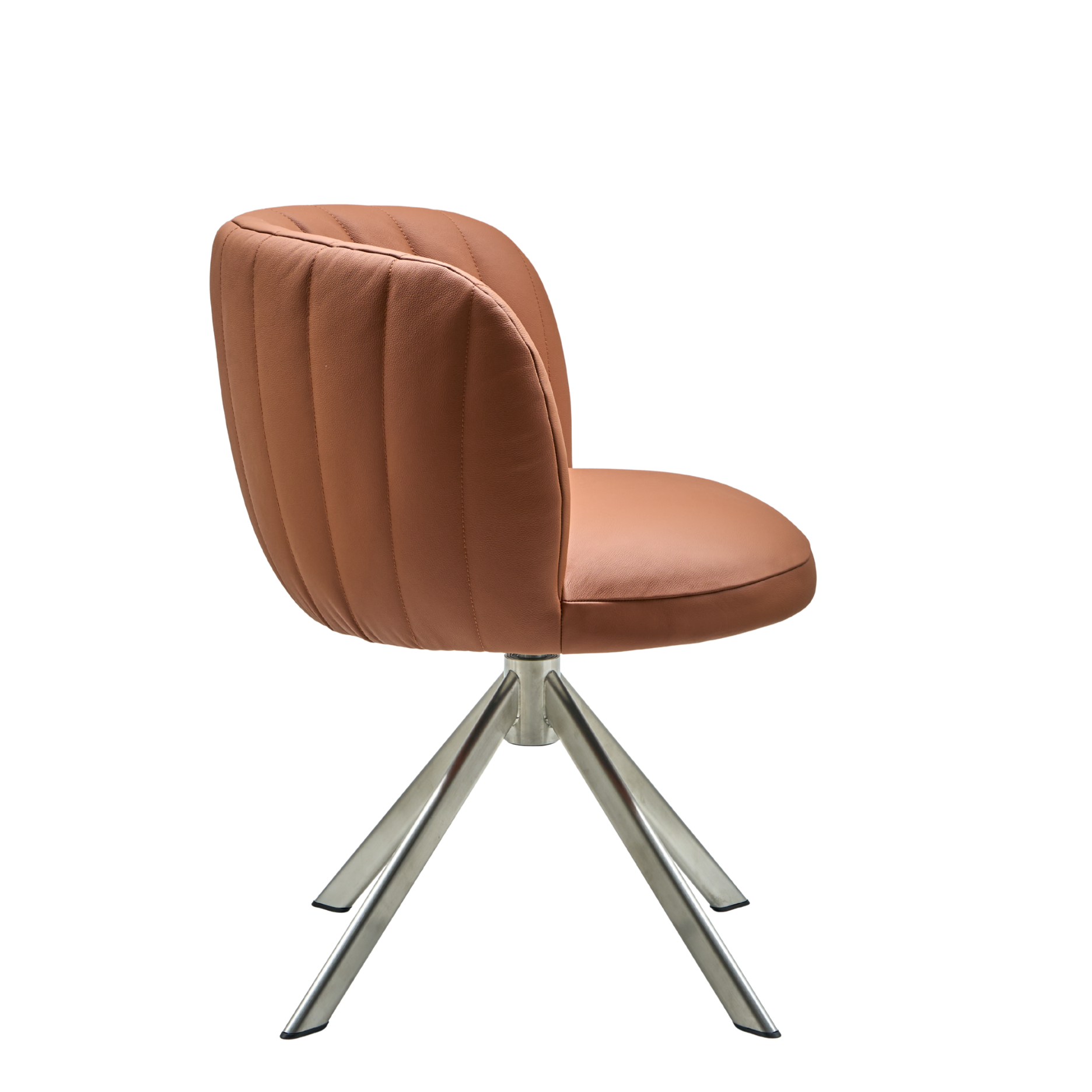 Shelly II Esszimmerstuhl aus Leder mit Drehgestell (Edelstahl)